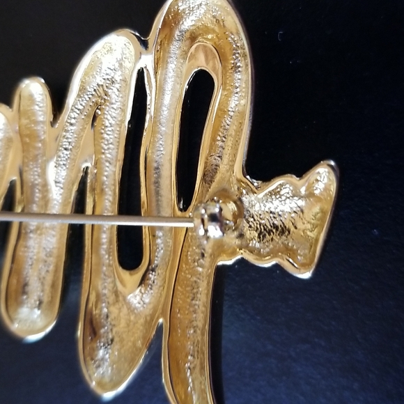 FO Fernando Originals Gold Tone Ribbon Christmas Tree Brooch - Picture 3 of 4